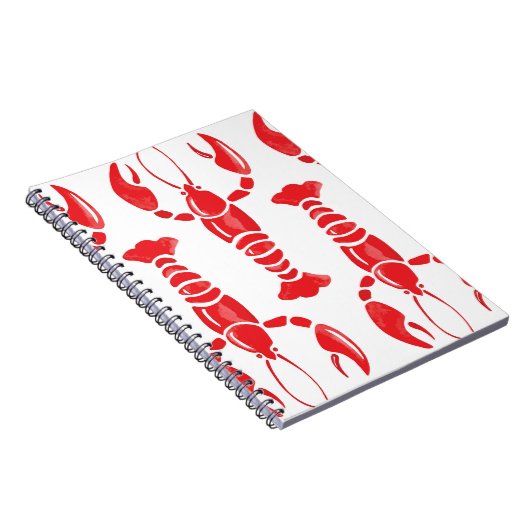 ロブスターイラストレーション:水彩シームレスな背景 ノートブック (右側)