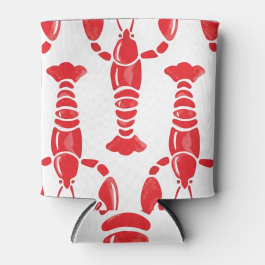 ロブスターイラストレーション：水彩シームレスな背景 缶クーラー (正面)