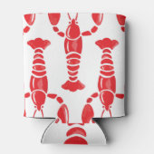 ロブスターイラストレーション：水彩シームレスな背景 缶クーラー (裏面)