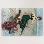 ロブスターウィズバンジョセレニンディングビーチガール ジグソーパズル (横)