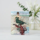 ロブスターウィズバンジョセレニンディングビーチガール ポストカード (スタンド正面)