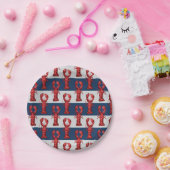 ロブスターオンネイビ航海のーブルー&グレーストライプ ペーパープレート (パーティー)