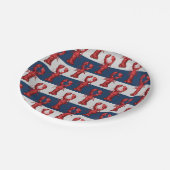 ロブスターオンネイビ航海のーブルー&グレーストライプ ペーパープレート (アングル)