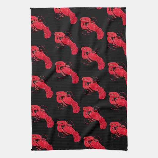 ロブスターオンブラックバックグラウンドby Marsden Hartley キッチンタオル (縦)