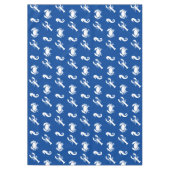 ロブスターカニの海馬の青い白い模様 テーブルクロス (正面)