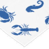 ロブスターカニの海馬の青い白い沿岸パターン テーブルクロス (アングル)