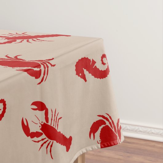 ロブスターカニの海馬クリムゾンベージュ模様 テーブルクロス (インサイチュ)