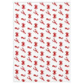 ロブスターカニの海馬クリムゾンホワイト模様 テーブルクロス (正面)