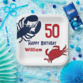 ロブスターカニハッピーバースデーパーティー ペーパープレート (パーティー)