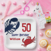 ロブスターカニハッピーバースデーパーティー ペーパープレート (パーティー)