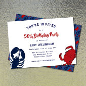 ロブスターカニ彼の誕生日シーフードパーティの招待状 招待状