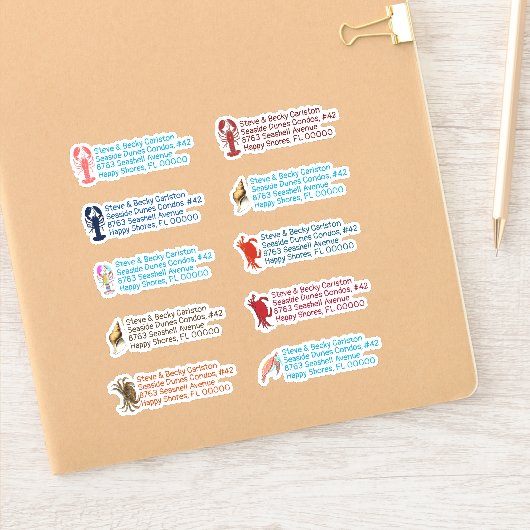 ロブスターカニ海ライフ差出人住所シール シール (ノートブック)