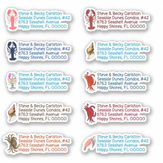 ロブスターカニ海ライフ差出人住所シール シール (正面)