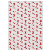 ロブスターカニ海馬クリムゾンライトグレー模様 テーブルクロス (正面)