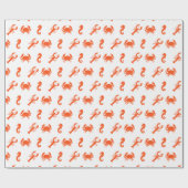 ロブスターカニ海馬ホワイトオレンジパターン沿岸 ラッピングペーパー (フラット)