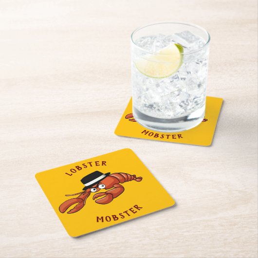 ロブスターギャブ🦞目が大きく可愛い漫画ギャング スクエアペーパーコースター (インサイチュ)