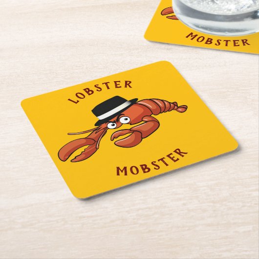 ロブスターギャブ🦞目が大きく可愛い漫画ギャング スクエアペーパーコースター (アングル)