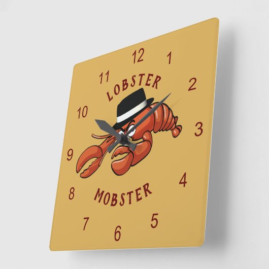 ロブスターギャブ🦞目が大きく可愛い漫画ギャング スクエア壁時計 (傾斜)