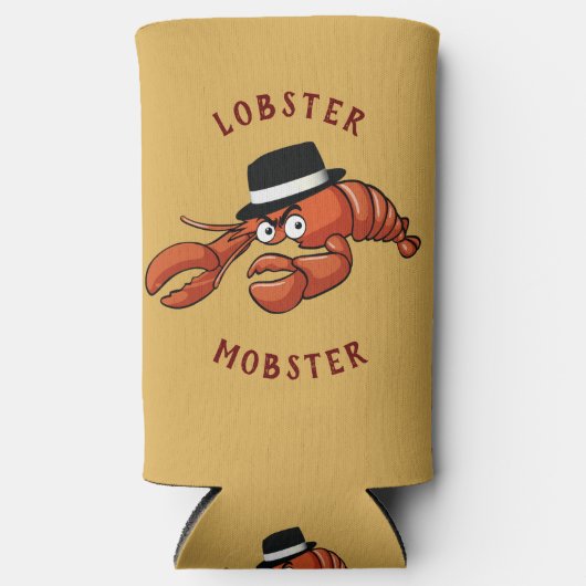 ロブスターギャブ🦞目が大きく可愛い漫画ギャング スリム缶クーラー (正面)