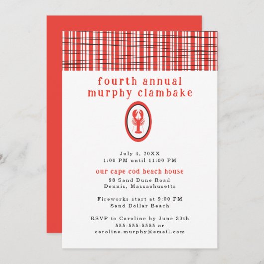 ロブスタークランベイサマークックアウト 招待状 (正面/裏面)