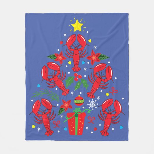 ロブスタークリスマスオーナメントツリーおもしろいクリスマスギフト フリースブランケット (正面)