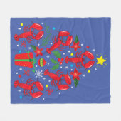 ロブスタークリスマスオーナメントツリーおもしろいクリスマスギフト フリースブランケット (正面(横))