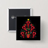 ロブスタークリスマスオーナメントツリーおもしろいクリスマスギフト 缶バッジ (正面&裏面)