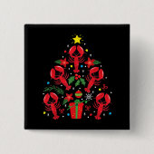 ロブスタークリスマスオーナメントツリーおもしろいクリスマスギフト 缶バッジ (正面)