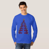 ロブスタークリスマスツリーかわいいパーティー醜いシャツ青 Tシャツ (正面フル)