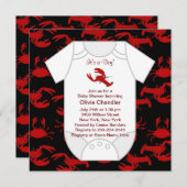 ロブスタークロウフィッシュ赤ちゃんシャワー 招待状 (正面/裏面)