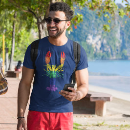 ロブスターグラフィックとプライドレインボーストライプズ Tシャツ