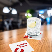 ロブスターザリガニはパーティー白を煮る スクエアペーパーコースター