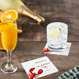 ロブスターザリガニはパーティー白を煮る スクエアペーパーコースター