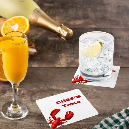 ロブスターザリガニはパーティー白を煮る スクエアペーパーコースター