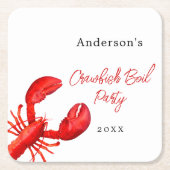 ロブスターザリガニはパーティー白を煮る スクエアペーパーコースター (正面)