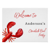 ロブスターザリガニパーティー赤白ウェルカム ポスター (正面)