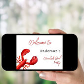 ロブスターザリガニパーティー赤白ウェルカム ポスター