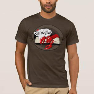 ロブスターシェフキスザ調理師メンズブラウンTシャツ Tシャツ