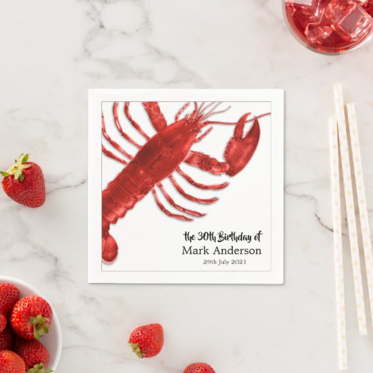 ロブスターシンプルをテーマにした誕生日パーティーお祝い スタンダードカクテルナプキン (インサイチュ)