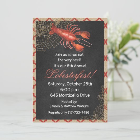 ロブスターシーフードボイルパーティの招待状 招待状 (スタンド正面)