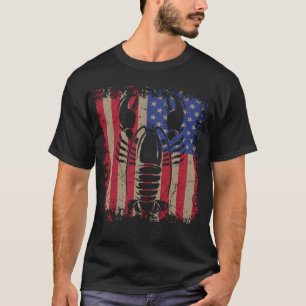 ロブスターシーフード料理シェフUSAアメリカ国旗Vi Tシャツ
