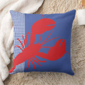 ロブスタージンガム赤白青コースタルメインおもしろい クッション (ブランケット)