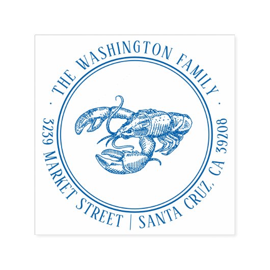 ロブスタースケッチ |ラウンドファミリ名差出人住所 セルフインキングスタンプ (デザイン)