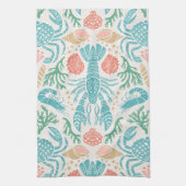 ロブスターデザイン |甲殻類コアプリント キッチンタオル (縦)