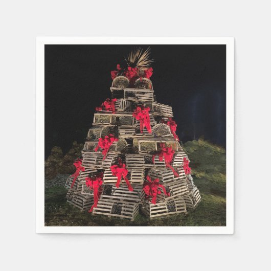 ロブスタートラップクリスマスツリーカクテルナプキン スタンダードカクテルナプキン (正面)
