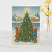 ロブスタートラップツリークリスマスカード カード (黄色い花)