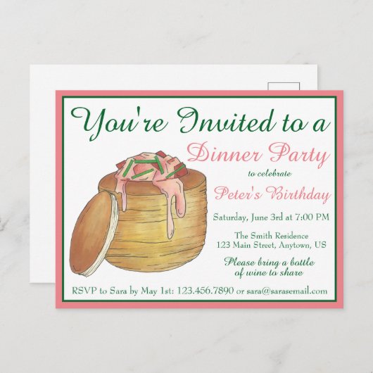 ロブスターニューバーグニューヨークシティシーフードディナー インビテーションポストカード (正面/裏面)