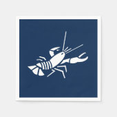 ロブスターネイビーブルーとホワイト紙ナプキン スタンダードカクテルナプキン (正面)