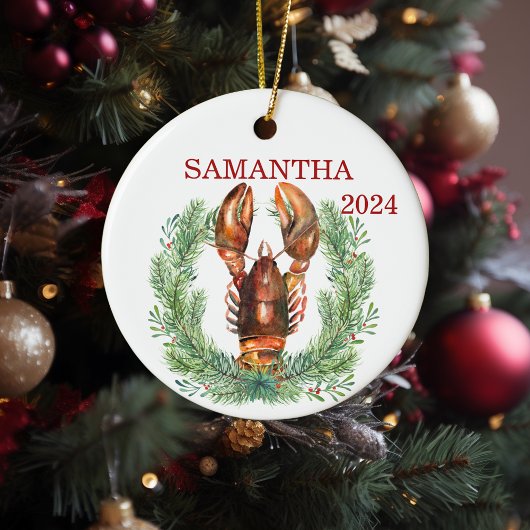 ロブスターパーソナライズされたクリスマスウォーターリース セラミックオーナメント