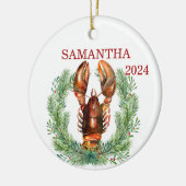 ロブスターパーソナライズされたクリスマスウォーターリース セラミックオーナメント (左)